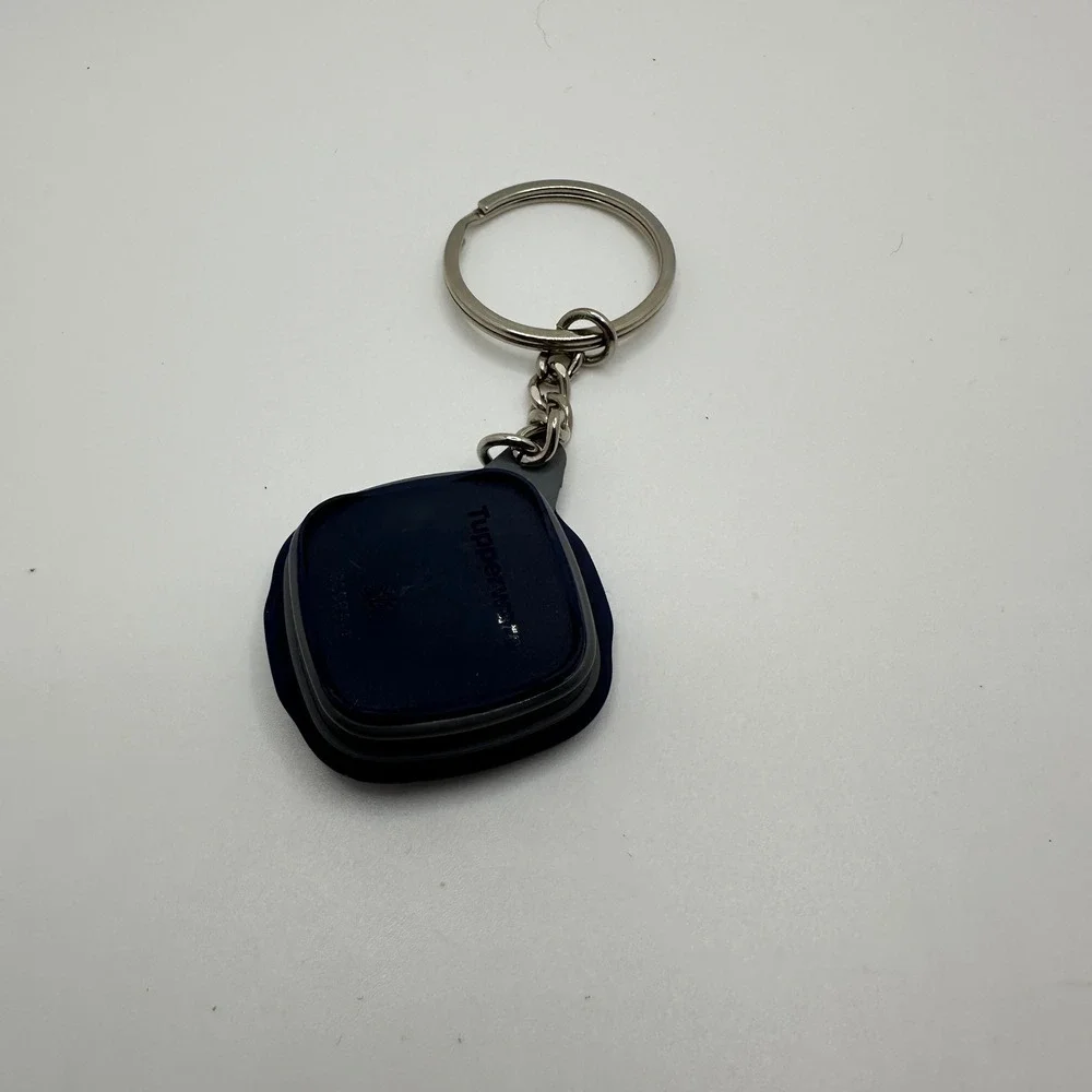 Tupperware Miniature Container Keychain Navy Blue Tiny Collectible Accessory